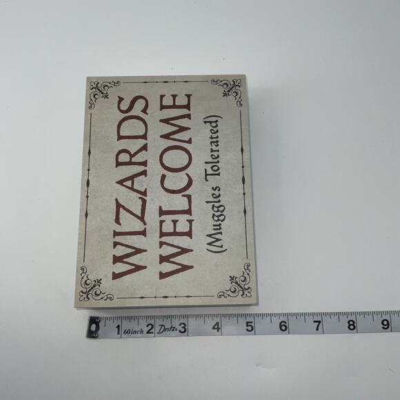 WIZARDS WELCOME Muggles Tolerated Hanging Sign White - Picture 5 of 5